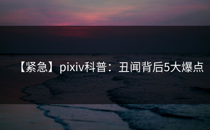 【紧急】pixiv科普:丑闻背后5大爆点