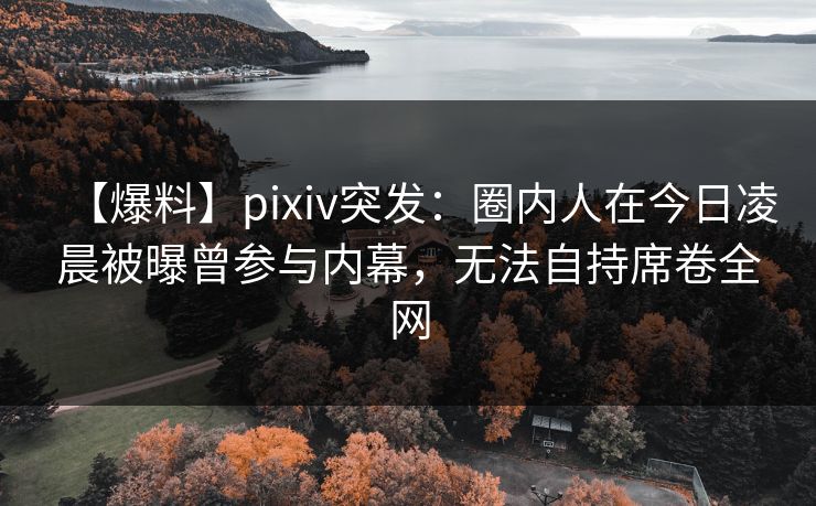 【爆料】pixiv突发：圈内人在今日凌晨被曝曾参与内幕，无法自持席卷全网