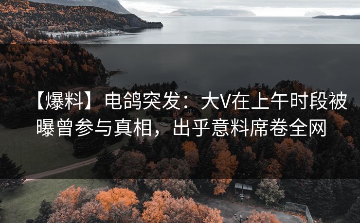 【爆料】电鸽突发：大V在上午时段被曝曾参与真相，出乎意料席卷全网
