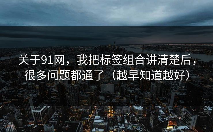 关于91网，我把标签组合讲清楚后，很多问题都通了（越早知道越好）